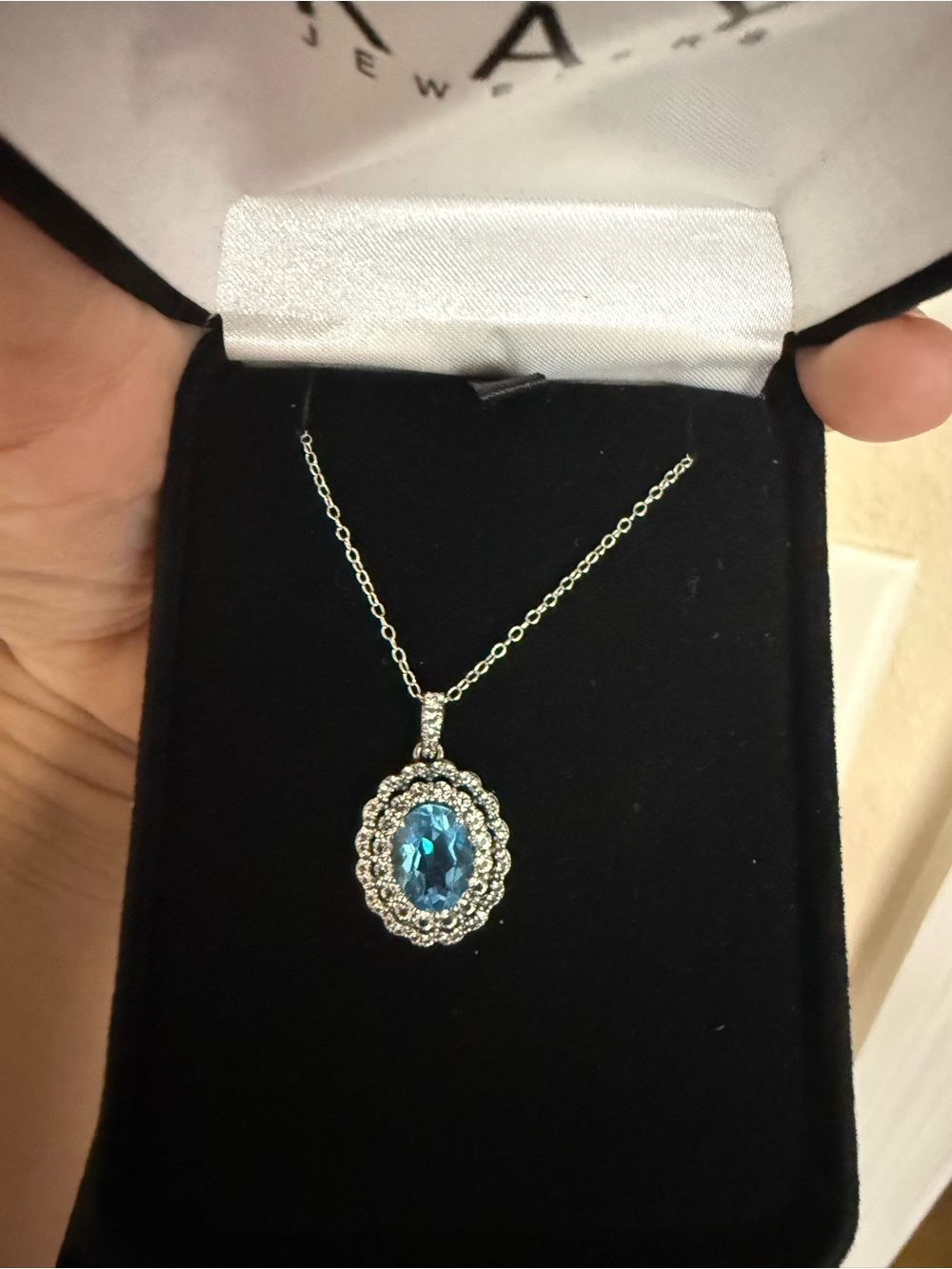 *BRILLIANT* KAY Jewelers Sterling Silver Blue Topaz & White Sapphire Necklace
